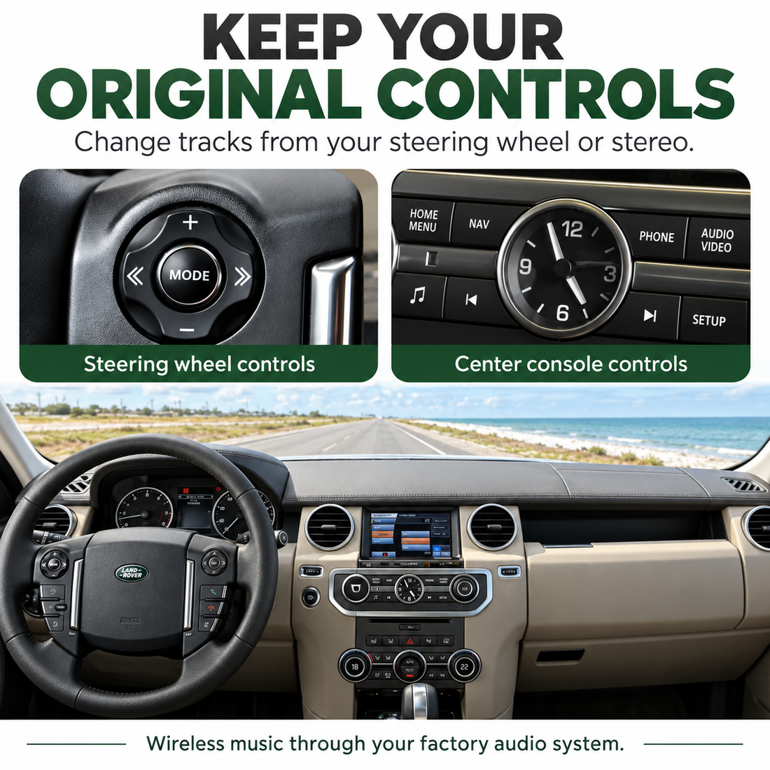 Bluetooth Music Adapter for Land Rover 2008–2012 | Factory iPod Port