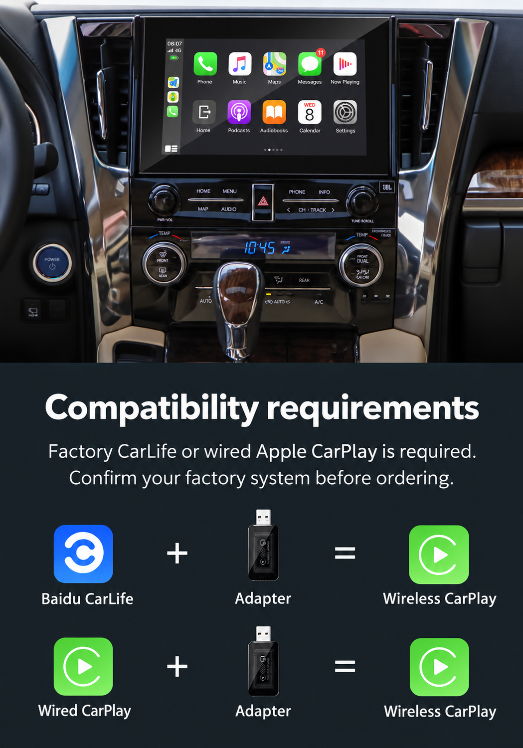 drivevora Wireless CarPlay Adapter for Lexus LM 2020–2023 (Left-Hand Drive) — Requires Factory Wired CarPlay